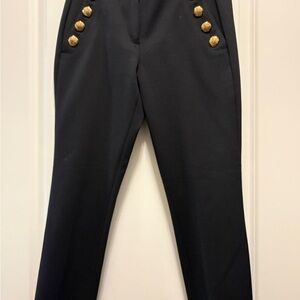 White House Black Market Black Pants with Gold Button Detail